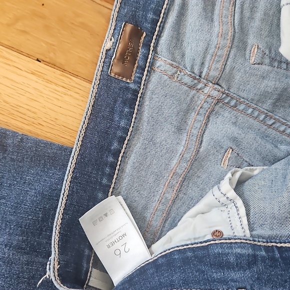 Mother The Insider Crop Step Chew Ankle Kick Jeans In Dancing On Coals Size 26 - Picture 7 of 8